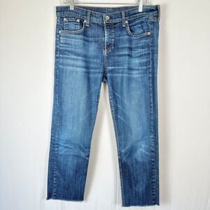 Rag & Bone New York DRE Blue Denim Cropped Jeans Womens 29 Classic Luxury Modern